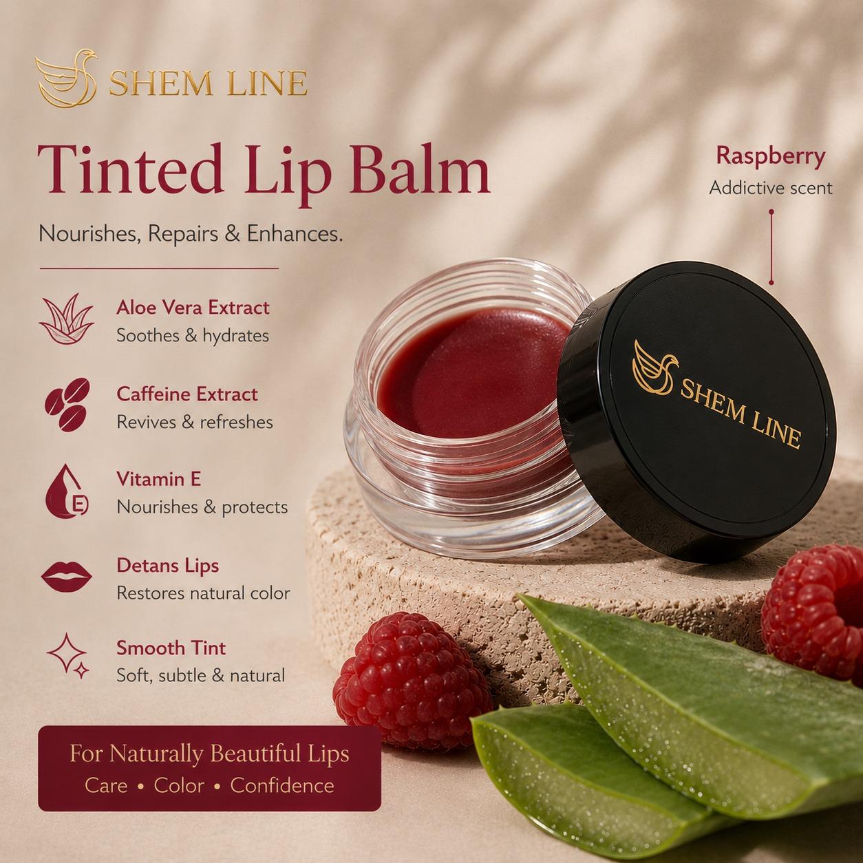 WhatsApp Image 2026-07-25 at 02.14.30 Shem Line Tinted Lip Balm – Raspberry | Nourishing & Color Correcting - Image 1